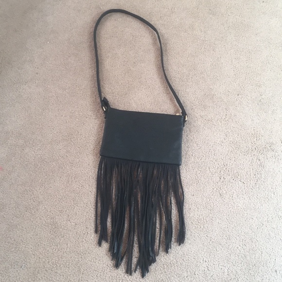 Cute “H&M” Black Fringe Shoulder or Cross Body Bag - Picture 2 of 4
